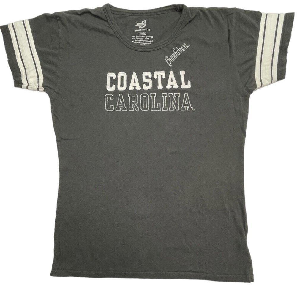 Vintage BANNER SUPPLY Hand-Crafted‎ Coastal Carolina Tee Women's XL Grey White
